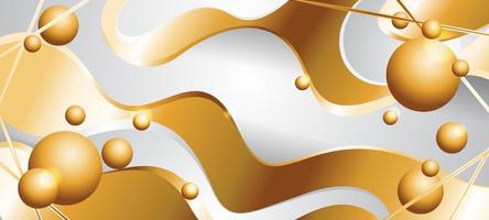 Abstract Liquid Wave White and Gold Background vector