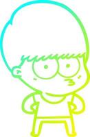cold gradient line drawing curious cartoon boy vector