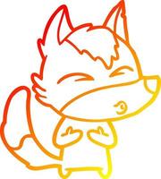 warm gradient line drawing cartoon wolf whistling vector