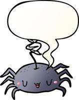 cartoon halloween spider and speech bubble in smooth gradient style vector