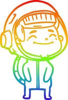 rainbow gradient line drawing happy cartoon astronaut vector