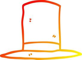 warm gradient line drawing cartoon top hat vector