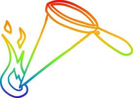 rainbow gradient line drawing cartoon magnifying glass vector