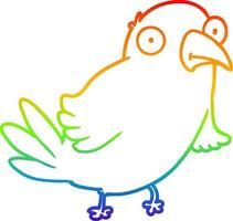 pájaro de dibujos animados de dibujo de línea de gradiente de arco iris vector