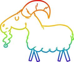 rainbow gradient line drawing cartoon goat vector