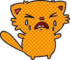 cartoon of cute kawaii crying cat vector