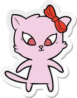 sticker of a cartoon cat vector