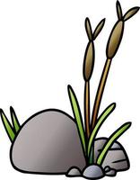 gradient cartoon doodle of stone and pebbles vector