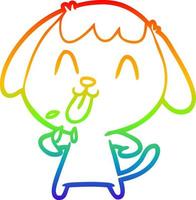 rainbow gradient line drawing cute cartoon dog vector