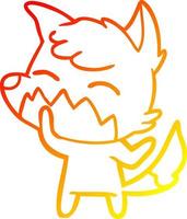 warm gradient line drawing cartoon fox vector