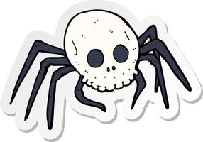 sticker of a cartoon spooky halloween skull spider vector