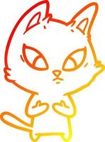 warm gradient line drawing confused cartoon cat vector