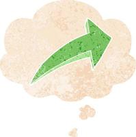 cartoon arrow and thought bubble in retro textured style vector