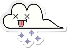 sticker of a cute cartoon snow cloud vector