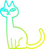 cold gradient line drawing cartoon cat vector