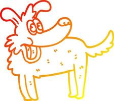 warm gradient line drawing cartoon happy dog vector