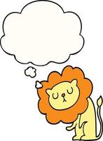 cute cartoon lion and thought bubble vector