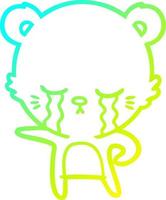 cold gradient line drawing crying cartoon bear vector