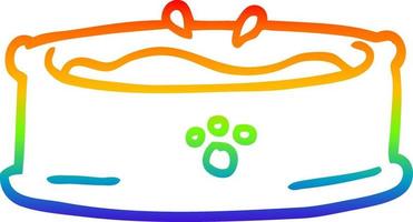 rainbow gradient line drawing cartoon pet bowl vector