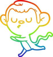 rainbow gradient line drawing cartoon monkey vector