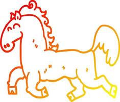 warm gradient line drawing cartoon stallion vector