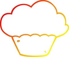 warm gradient line drawing cartoon muffin vector