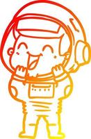 warm gradient line drawing happy cartoon astronaut vector