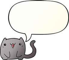 cartoon cat and speech bubble in smooth gradient style vector