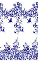 Foral pattern with borders of a Japanese style design with flowers and herons photo