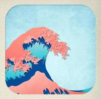 interpretación del clásico motivo japonés de olas marinas con un aspecto de papel cortado. decoración oriental para fondos foto