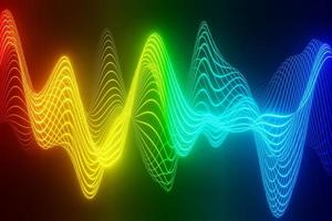 Abstract technology Colorful bright neon glowing wave audio Visualizer background 3D rendering photo