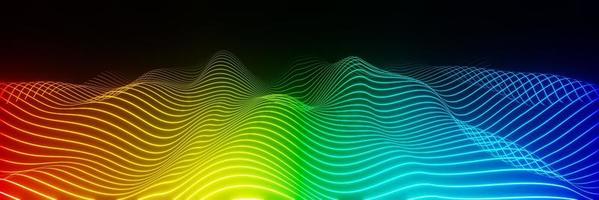 Abstract technology Colorful bright neon glowing wave audio Visualizer background panorama 3D rendering photo