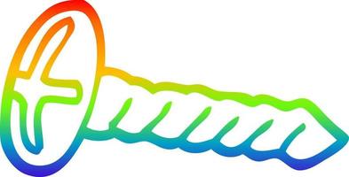 rainbow gradient line drawing cartoon metal screw vector