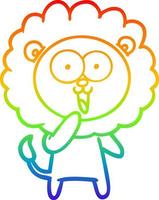 rainbow gradient line drawing happy cartoon lion vector