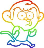 rainbow gradient line drawing cartoon hooting monkey vector