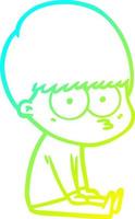 cold gradient line drawing curious cartoon boy vector