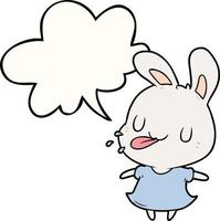 cute cartoon rabbit blowing raspberry and speech bubble vector