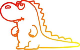 warm gradient line drawing cartoon annoyed dinosaur vector