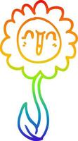 rainbow gradient line drawing cartoon happy flower vector