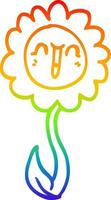 rainbow gradient line drawing cartoon happy flower vector