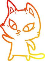 warm gradient line drawing confused cartoon cat vector