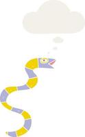 cartoon snake and thought bubble in retro style vector