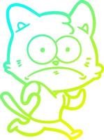 cold gradient line drawing cartoon nervous cat vector
