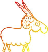 warm gradient line drawing cartoon goat vector