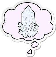 cartoon quartz crystal and thought bubble as a printed sticker vector