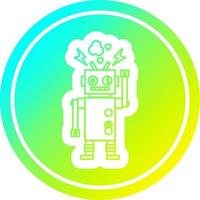 malfunctioning robot circular in cold gradient spectrum vector