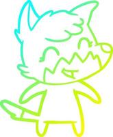 cold gradient line drawing happy cartoon fox vector