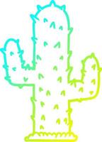 línea de gradiente frío dibujo cactus de dibujos animados vector