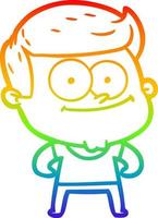 rainbow gradient line drawing cartoon happy man vector