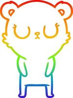 rainbow gradient line drawing peaceful cartoon bear vector